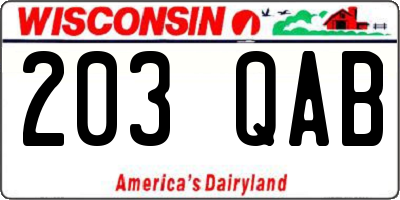 WI license plate 203QAB