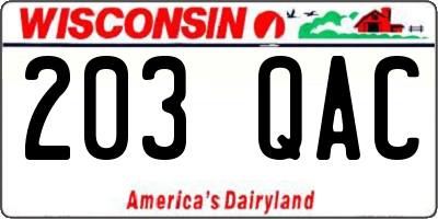 WI license plate 203QAC