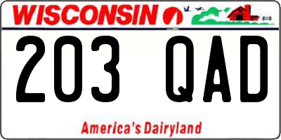WI license plate 203QAD