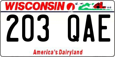 WI license plate 203QAE
