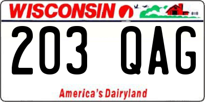 WI license plate 203QAG