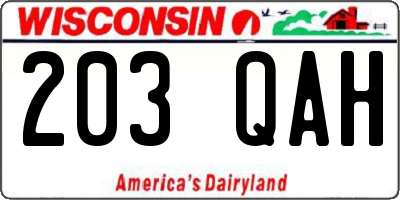 WI license plate 203QAH