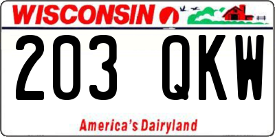 WI license plate 203QKW