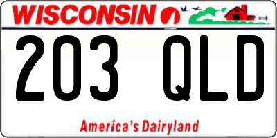 WI license plate 203QLD