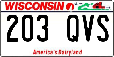 WI license plate 203QVS