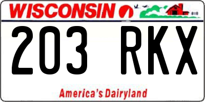 WI license plate 203RKX