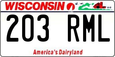 WI license plate 203RML