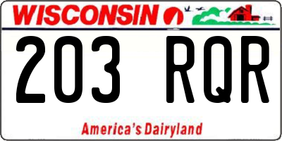 WI license plate 203RQR