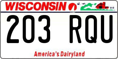 WI license plate 203RQU