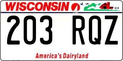 WI license plate 203RQZ