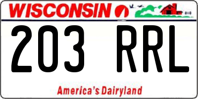 WI license plate 203RRL