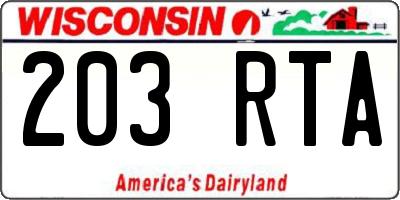 WI license plate 203RTA