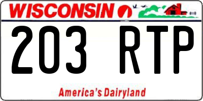WI license plate 203RTP