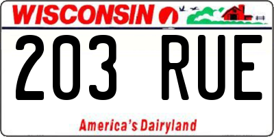 WI license plate 203RUE