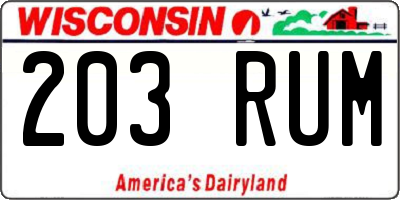 WI license plate 203RUM