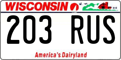 WI license plate 203RUS