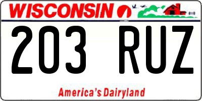 WI license plate 203RUZ