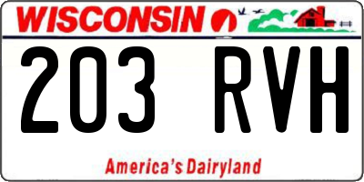WI license plate 203RVH