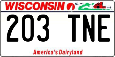 WI license plate 203TNE