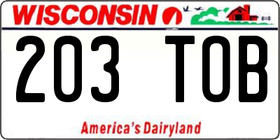 WI license plate 203TOB