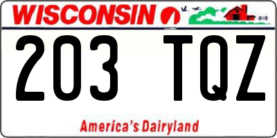 WI license plate 203TQZ