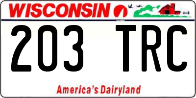 WI license plate 203TRC
