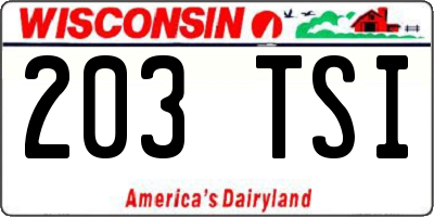WI license plate 203TSI