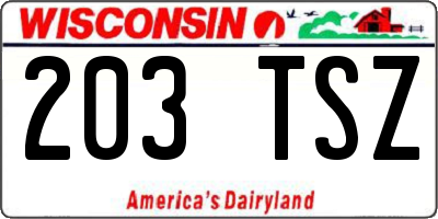WI license plate 203TSZ