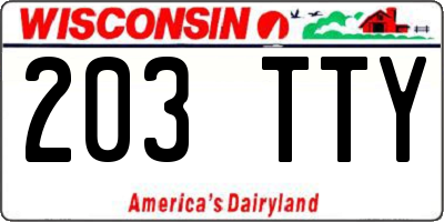 WI license plate 203TTY