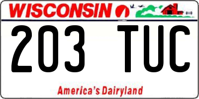 WI license plate 203TUC