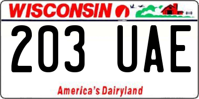 WI license plate 203UAE