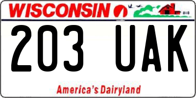 WI license plate 203UAK