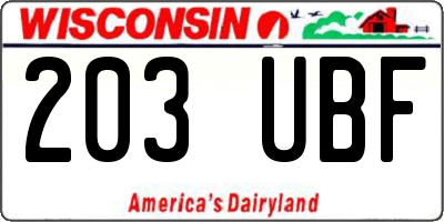 WI license plate 203UBF