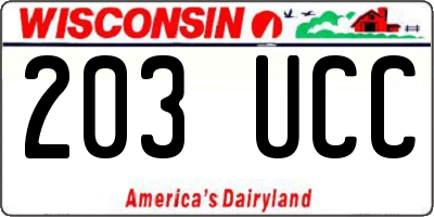 WI license plate 203UCC