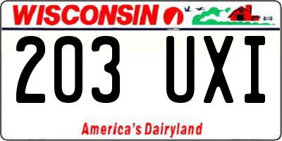 WI license plate 203UXI