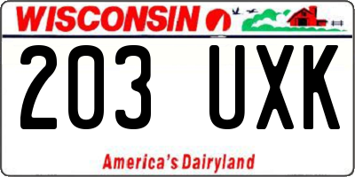 WI license plate 203UXK