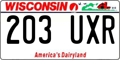 WI license plate 203UXR