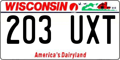 WI license plate 203UXT