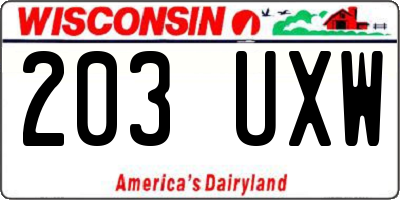 WI license plate 203UXW