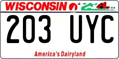 WI license plate 203UYC