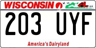 WI license plate 203UYF