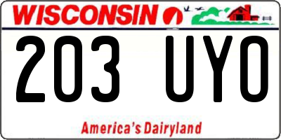 WI license plate 203UYO