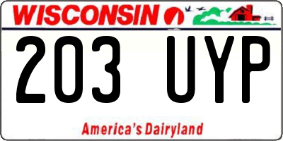 WI license plate 203UYP