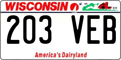 WI license plate 203VEB
