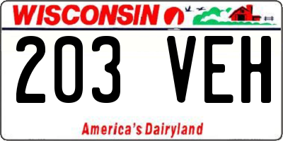 WI license plate 203VEH