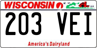 WI license plate 203VEI