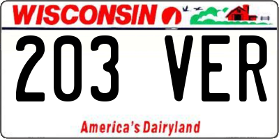 WI license plate 203VER