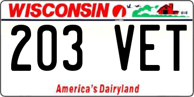 WI license plate 203VET