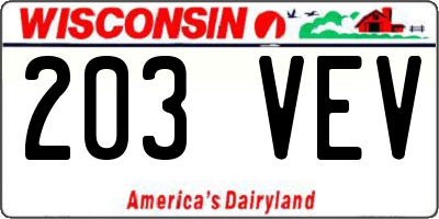 WI license plate 203VEV