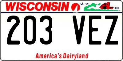 WI license plate 203VEZ